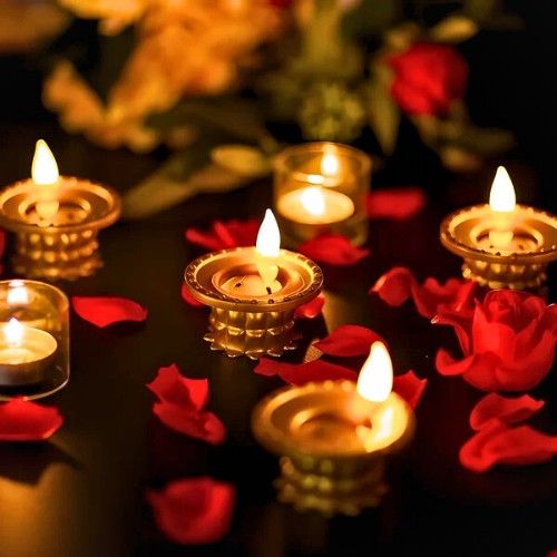 12-Piece Water-Activated LED Diya Set
