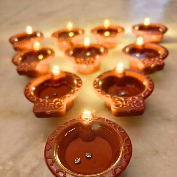 12-Piece Water-Activated LED Diya Set